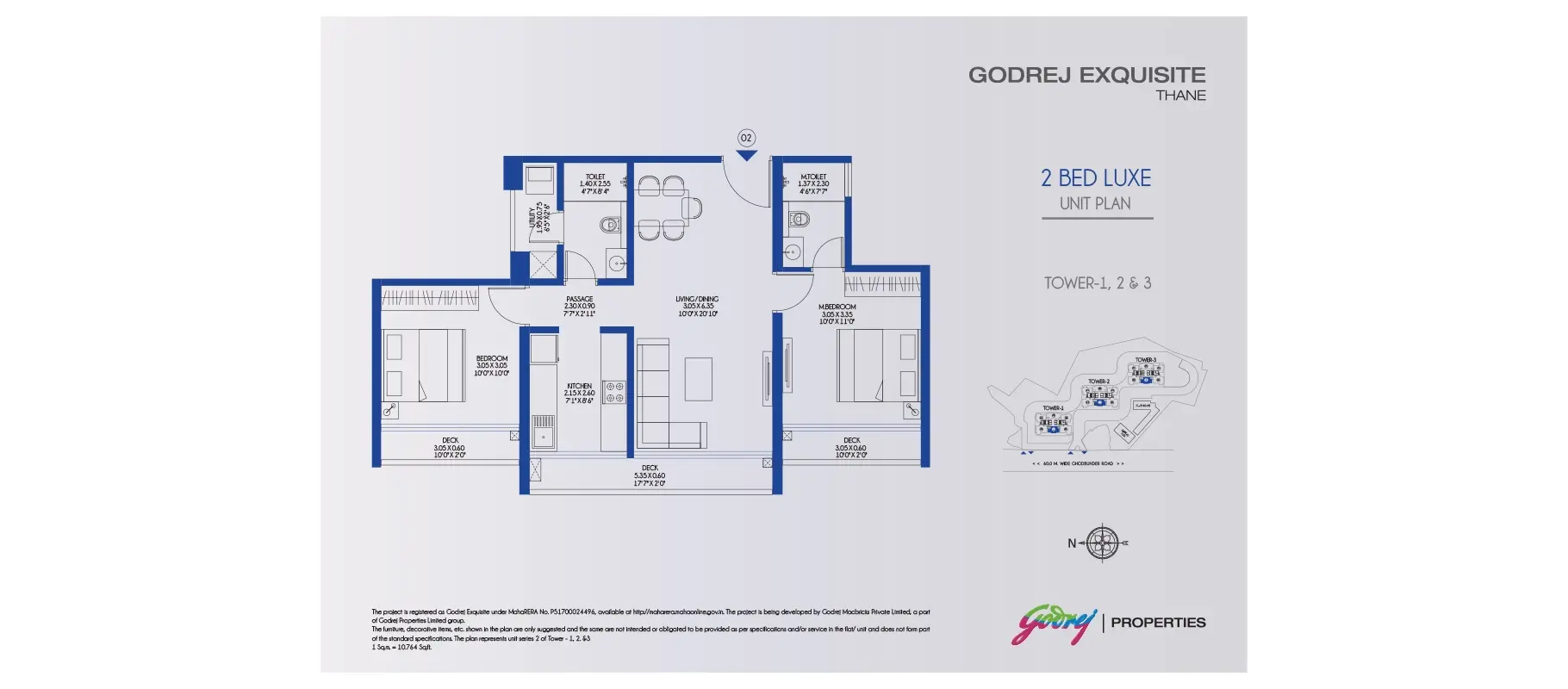 Godrej Exquisite 2BHK P - 655 CA Floor Plan